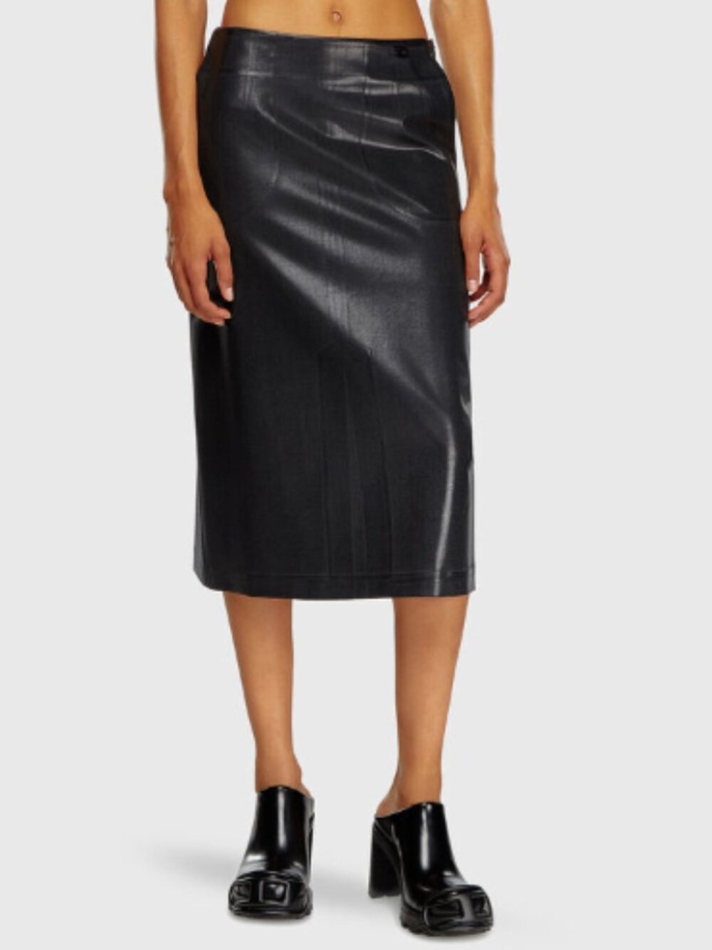 NWT Diesel O-Rion Skirt in Grey with Pin Striped Coated Effect Size 10